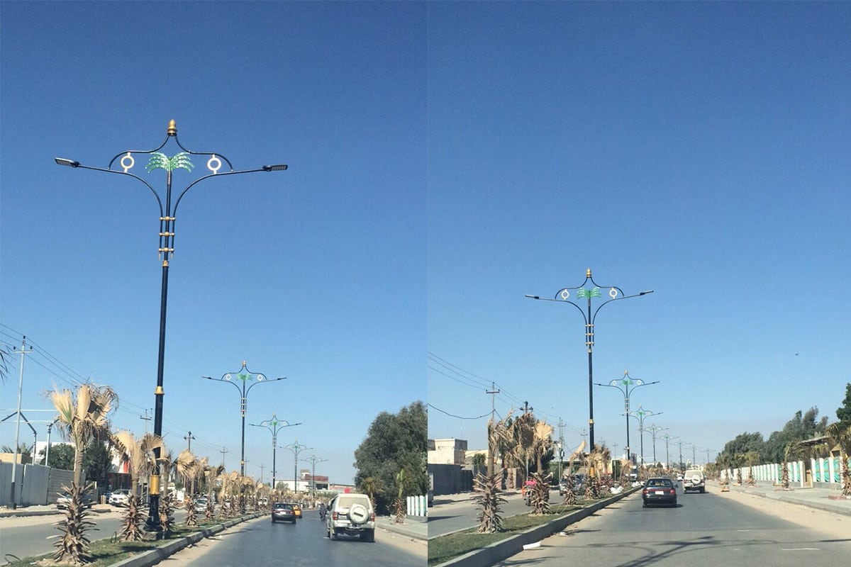 lamparas de alumbrado publico led en una carretera en Irak-2