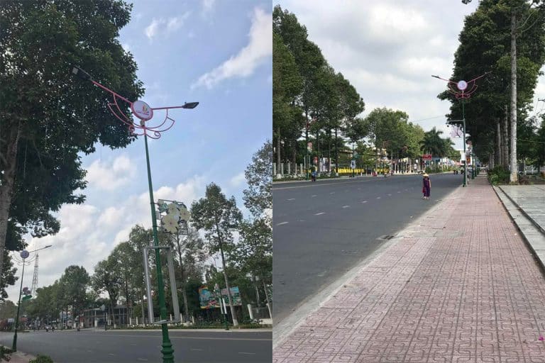 Series K luminarias viales inteligente en una calle de la ciudad en Vietnam
