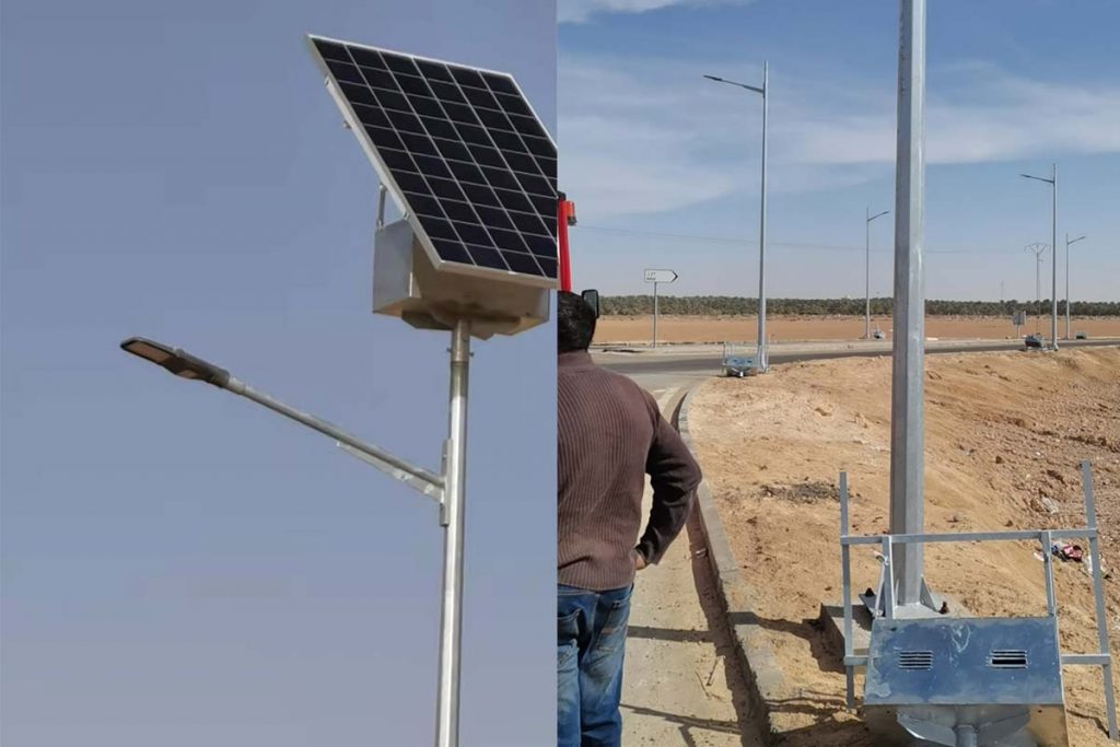 Farola solar LED en autopista en Túnez-3