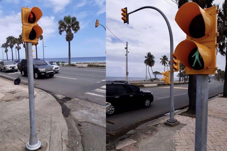 Luz de cruce y semáforos de peatones en Dominica