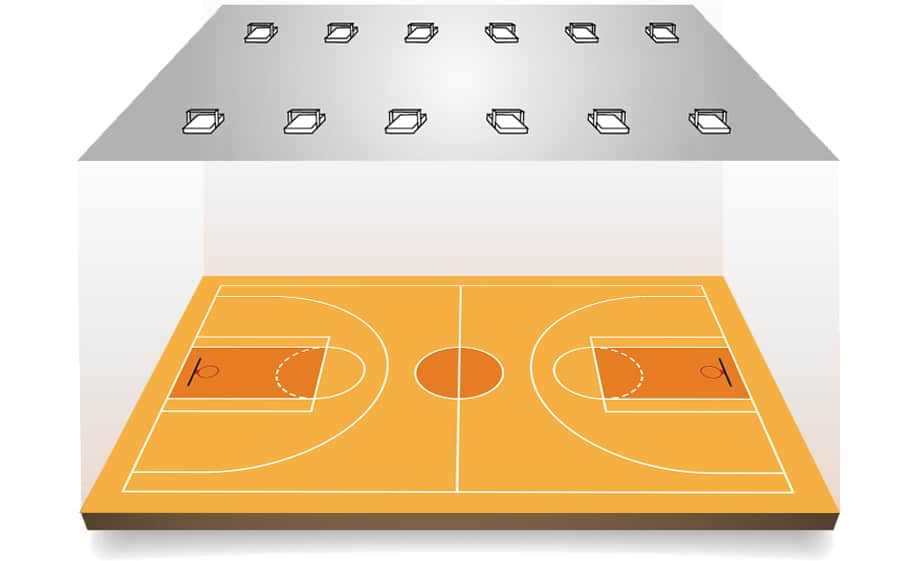 Diseño de iluminación interior de baloncesto