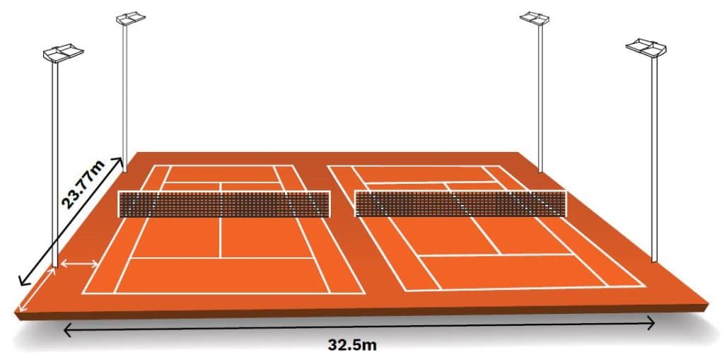 Diseño de iluminación de cancha de tenis al aire libre