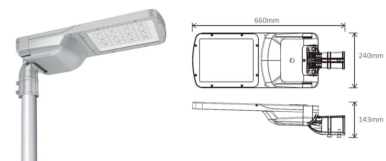 Frontal projected area of outdoor luminiares