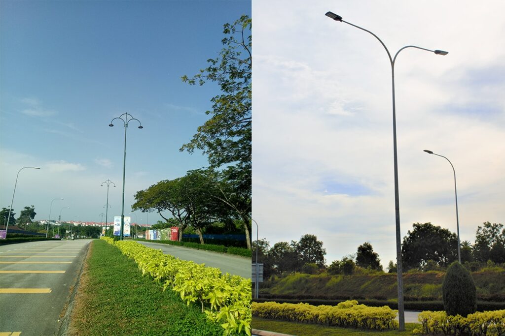 Serie L de farola exterior LED en vía principal urbana