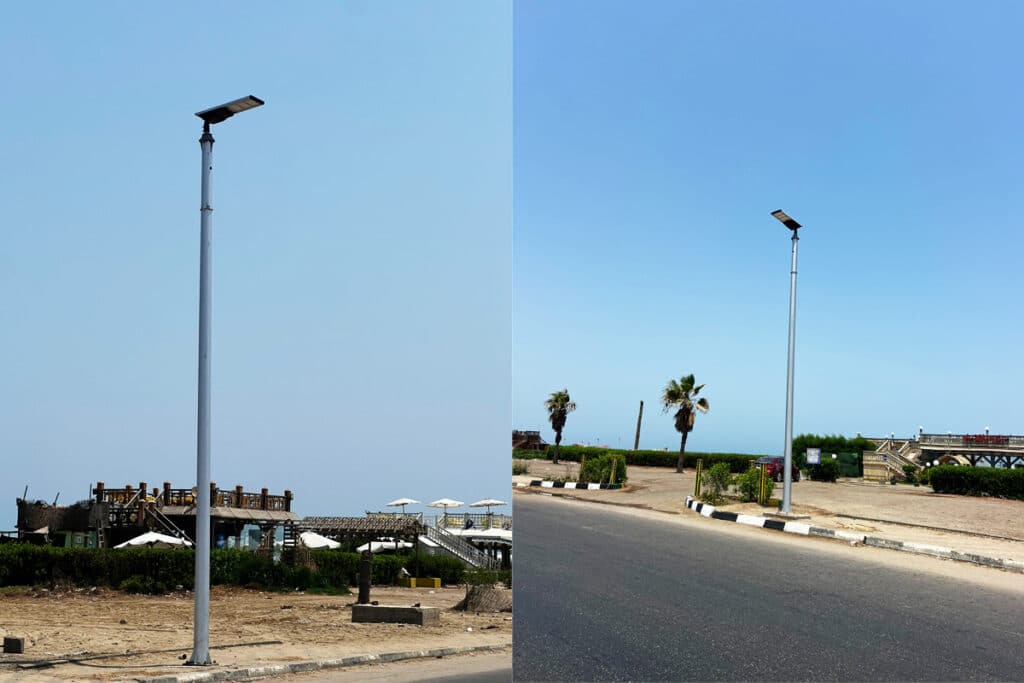 Serie PV5 farolas solares con sensor de movimiento en carreteras costeras de Egipto-2