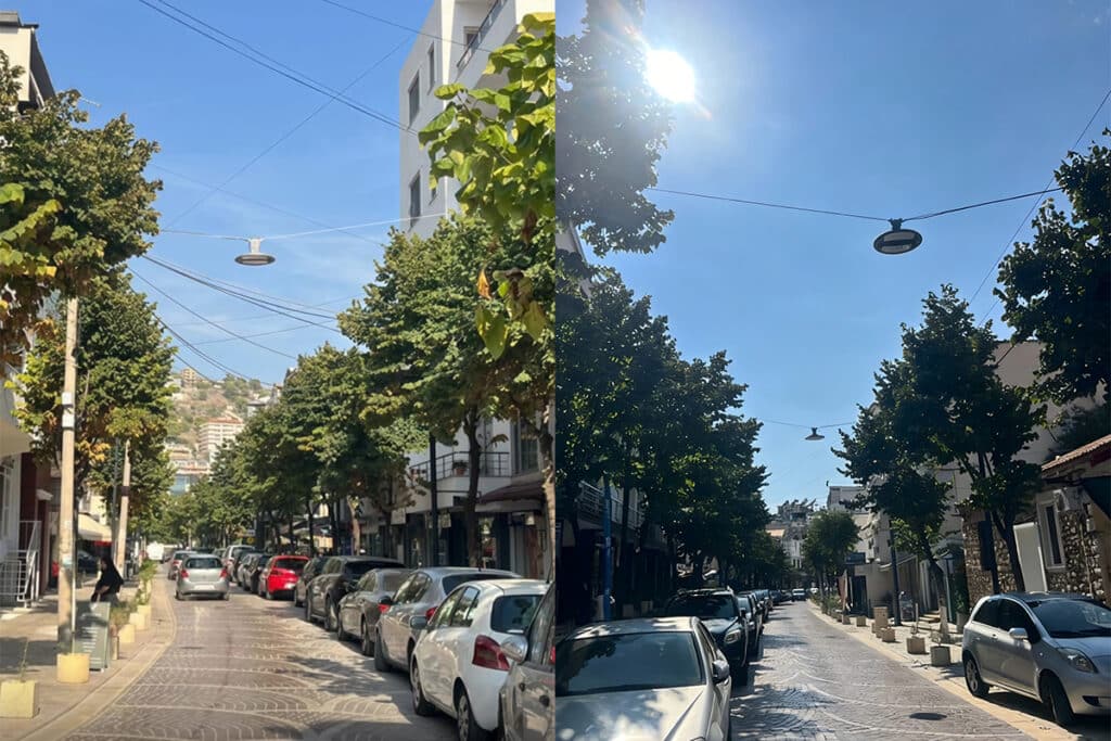 Serie Halo de 150W LED Iluminación en catenaria para la carretera comunitaria de Albania