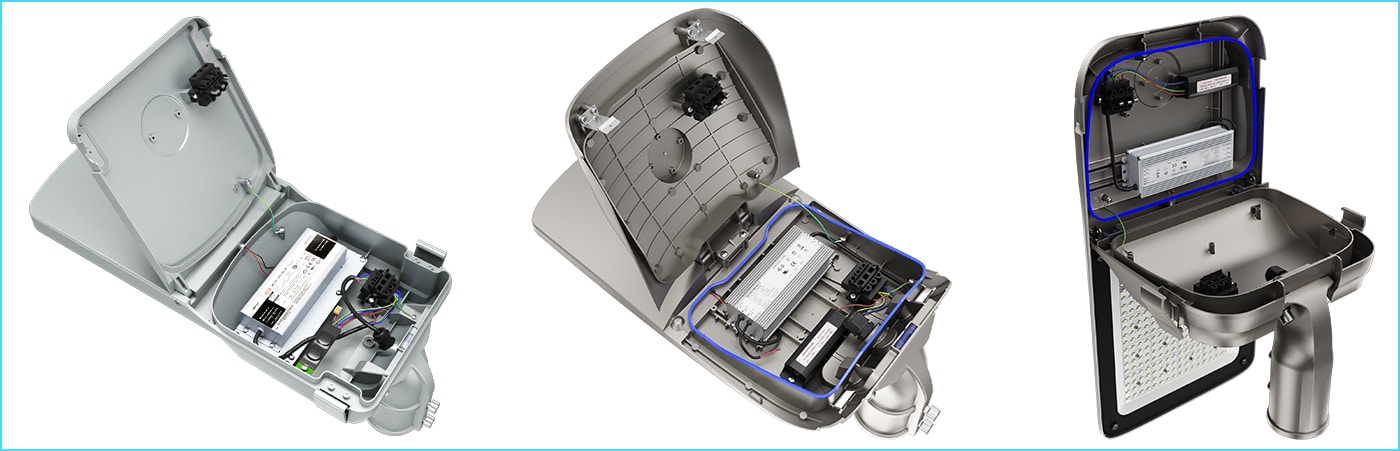 Apertura sin herramientas para una fácil reparación del alumbrado público