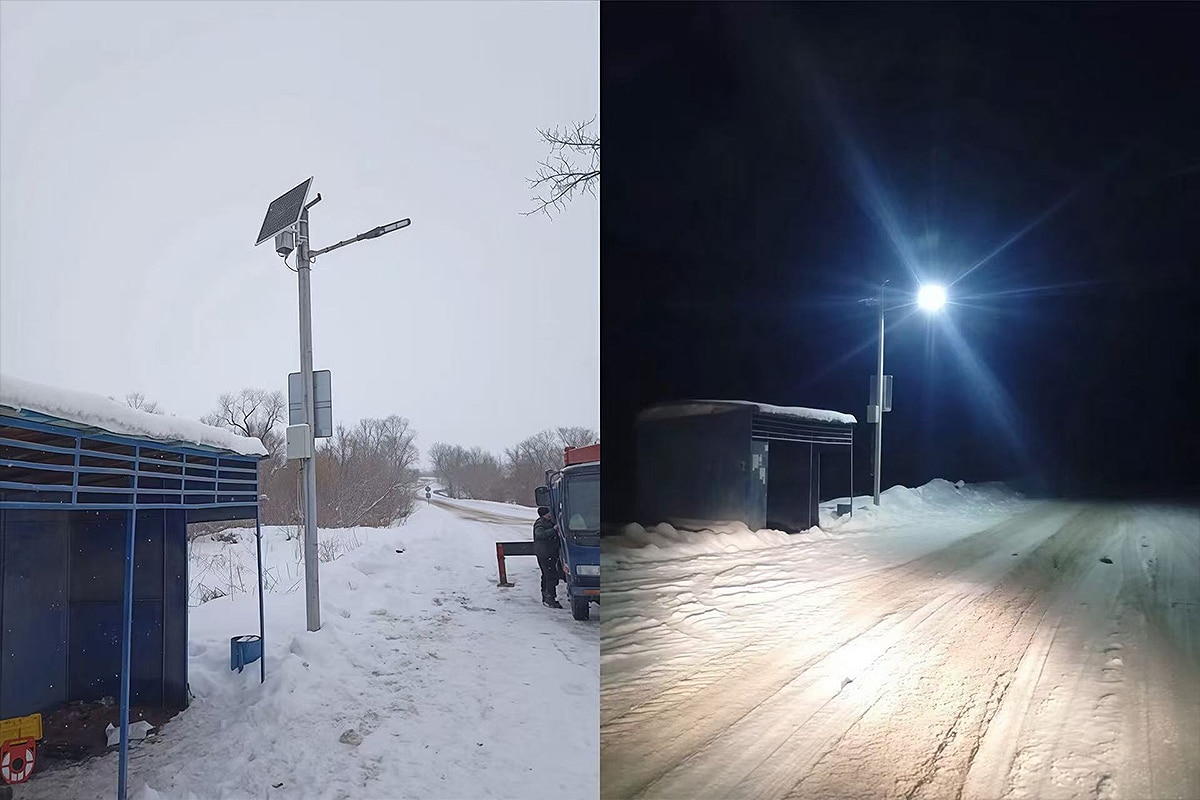 Serie Kmini2 Farola solar 20W en una zona rural de Rusia