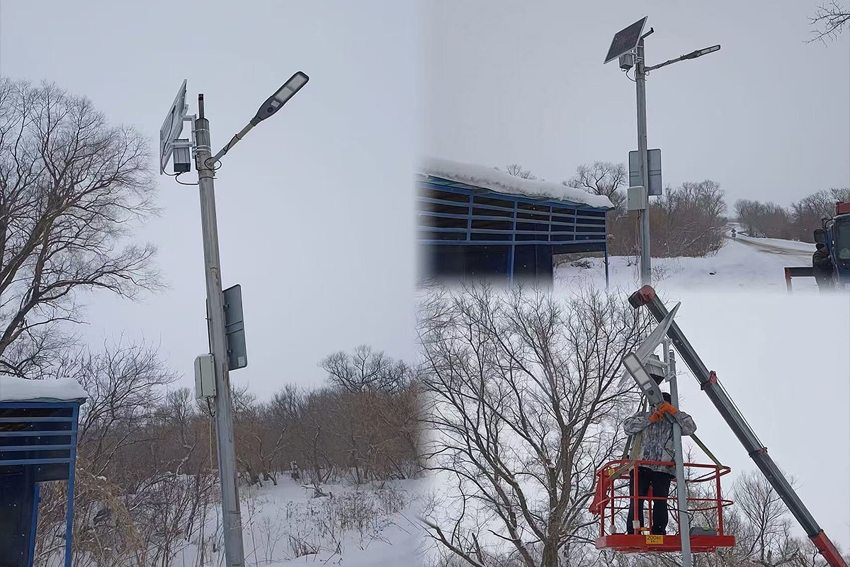 Serie Kmini2 Farola solar 20W en una zona rural de Rusia-4