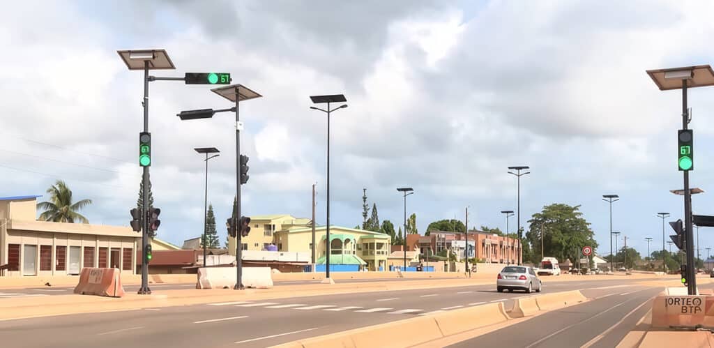 72 semáforos solares ZGSM instalados con éxito en Porto-Novo, Benín